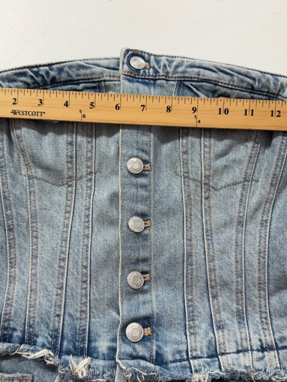 ZARA Denim Corset Jumpsuit Strapless Wide Leg Jeans Women’s XS Trendy Y2K - Picture 9 of 12